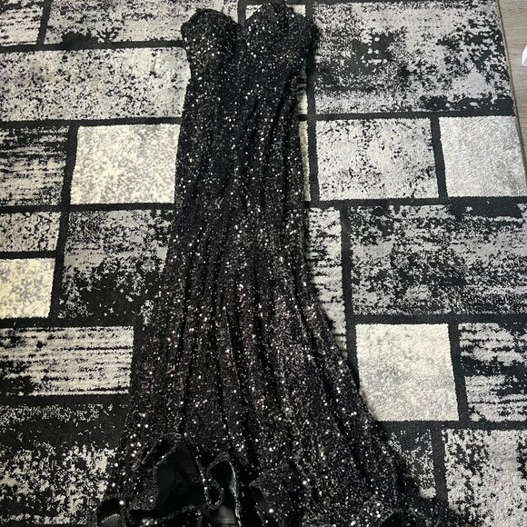 Black Strapless Sparkly DressGlam Night Out Dress